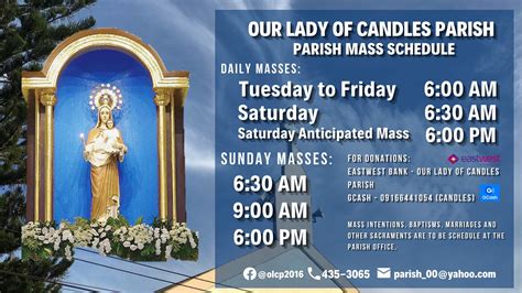 our lady of candles mass schedule|Our Lady of Candles Parish, Diocese of Bacolod .